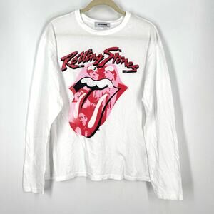 Daydreamer Rolling Stones Band Lick Crew Long Sleeve White Medium NWOT